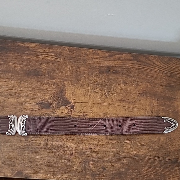 Brighton Brown & Black Reversible Embossed Leather Belt with Silver Buckle (M) main image 9